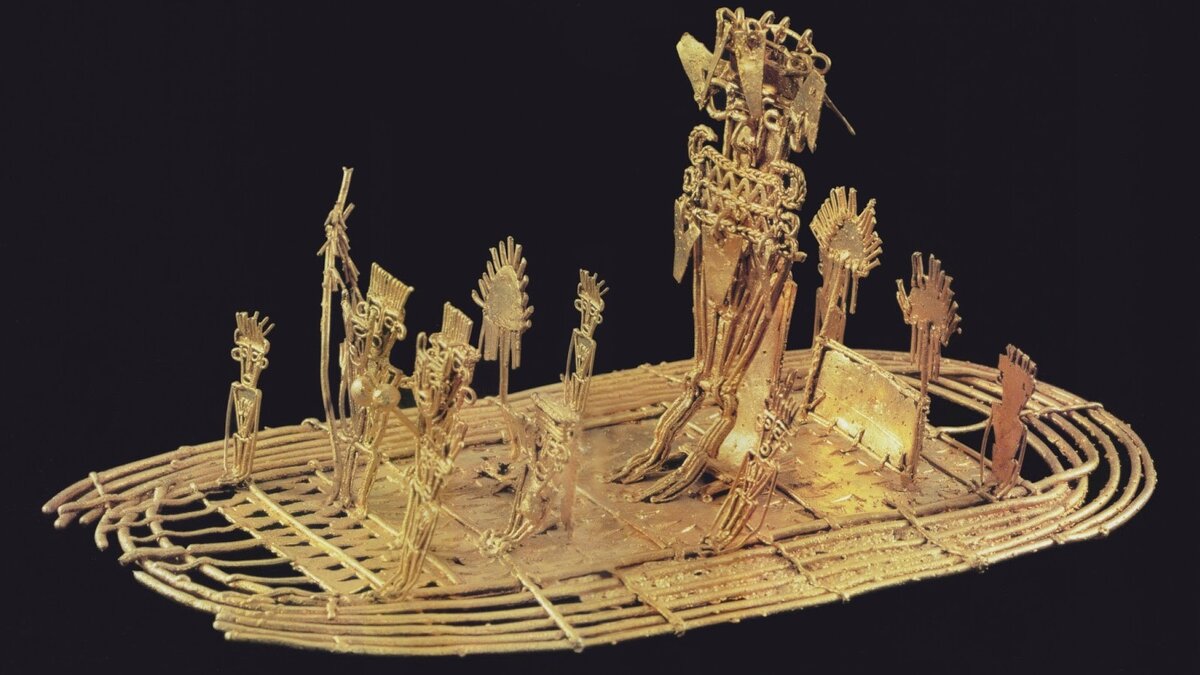 Модель плота с правителем Чибча, сделанная из золота. Источник: Яндекс-картинки
