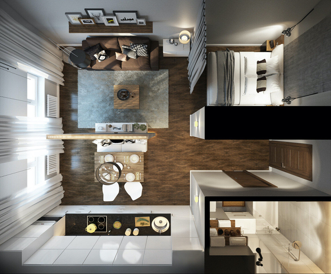 Пример оформления квартиры-студии. Источник: design-homes.ru