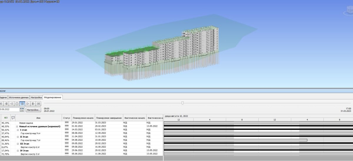 4D модель в программе Navisworks