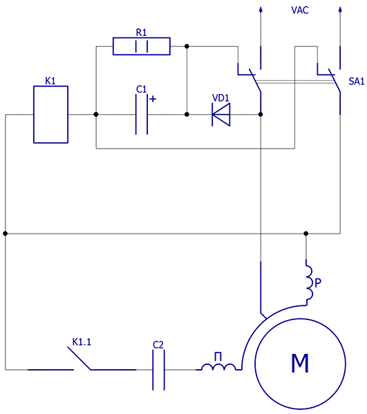Управление однофазным асинхронным двигателем