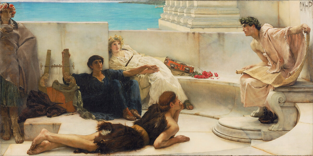 Лоуренс Альма-Тадема (Lourens Alma Tadema; 1836—1912). «Чтение Гомера». 