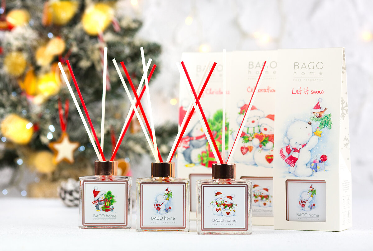 С Новым годом!, Снежная зима, Праздничный вечер BAGO home диффузоры по 75 мл, коллекция Тот самый Новый год