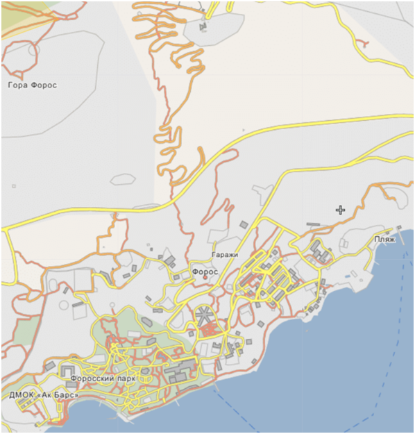Форос крым на карте крыма. Карта парка в Форосе. Форойс на карте. Форос на карте Крыма.