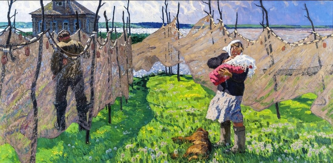 Ветреный день. 1961 год. холст, масло, 100х200см, Центральный клуб МВД России.