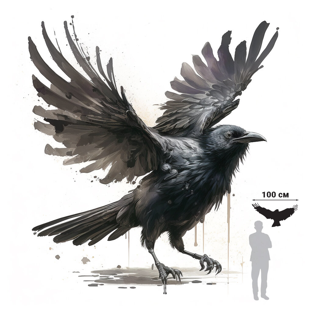 Ворона хоть и не самая крупная птица, но и не малышка. Размах крыльев часто достигает 1 метра.