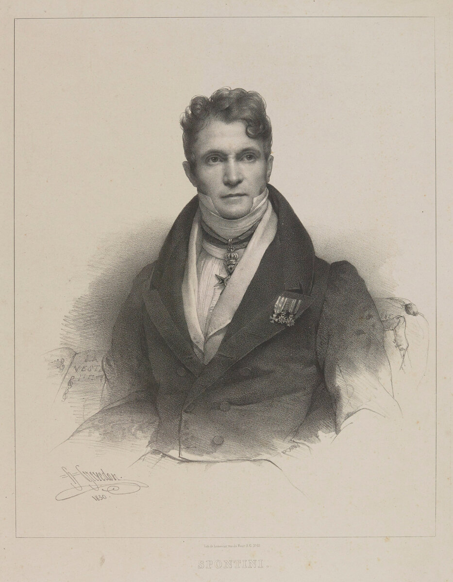 Lithograph by Henri Grévedon of Gaspare Spontini