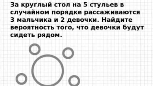 На круглый стол на 5 стульев в случайном порядке рассаживаются 3 мальчика