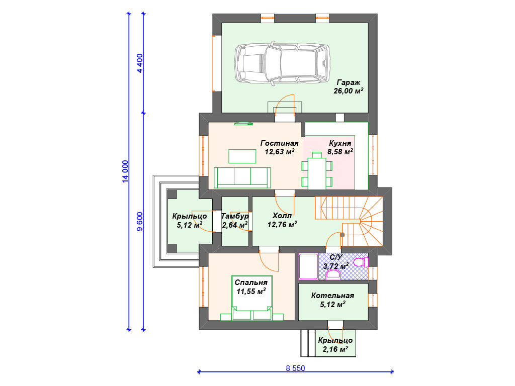 Двухэтажный дом 140 м2 с гаражом. | Arplans.ru - проекты домов | Дзен