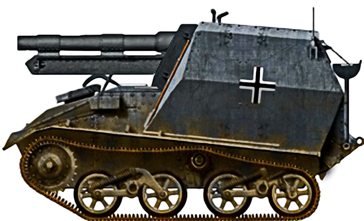 Самоходные варианты гаубицы s.F.H.13. 150-мм САУ 15cm sFH 13 auf  Geschutzwagen Mk.VI(e). на шасси английского легкого танка Виккерс Mk VI. |  История германской артиллерии. | Дзен