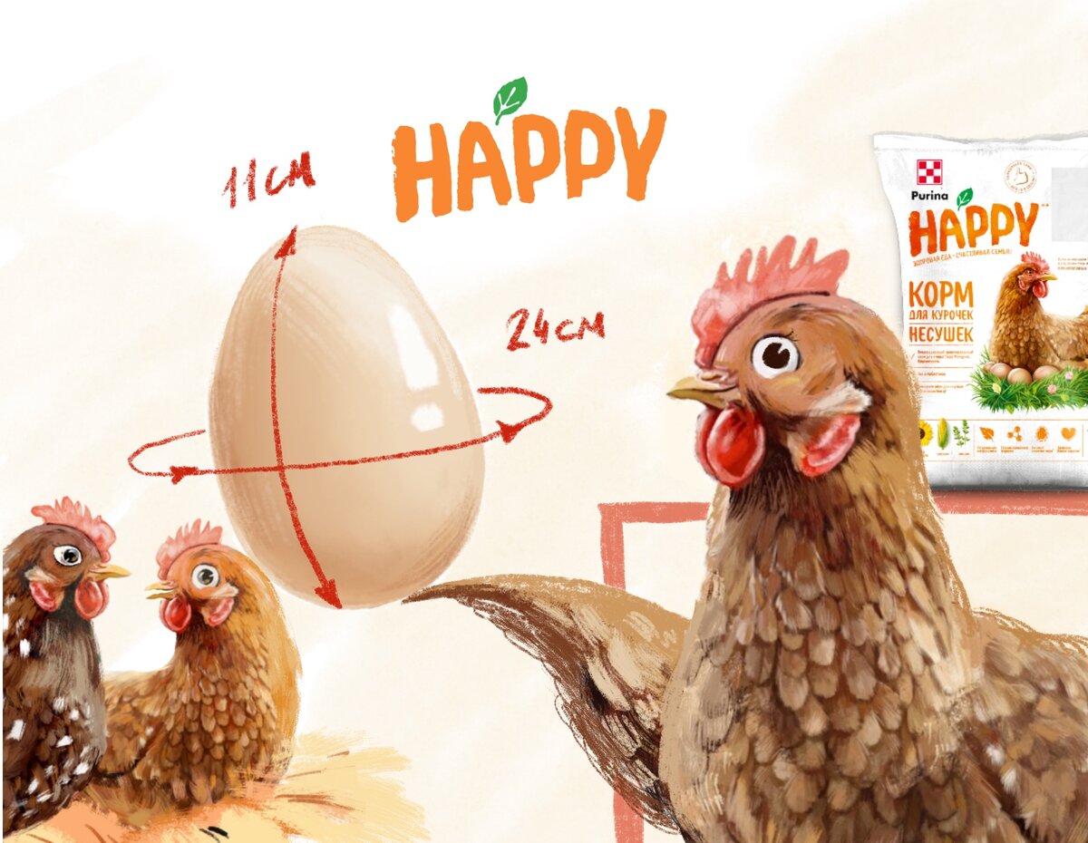 Чтобы получилось большое яйцо, необходимо правильно ухаживать за несушкой и хорошо кормить! 