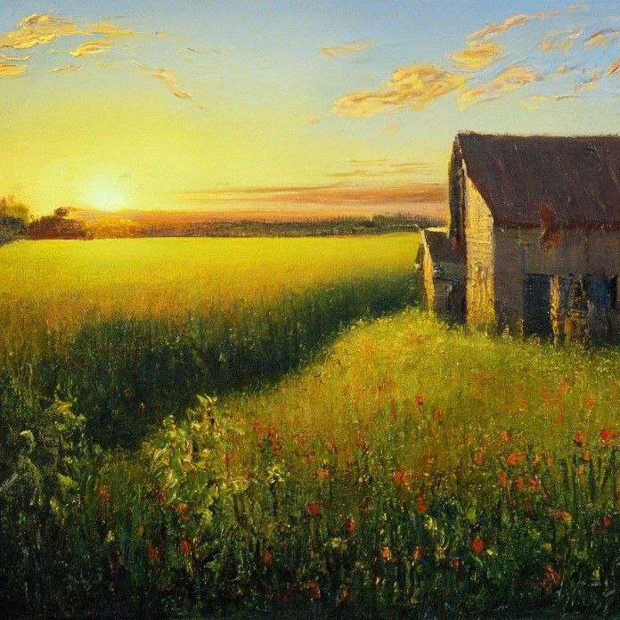 деревня в Оренбургской области, холст, масло 2022 год