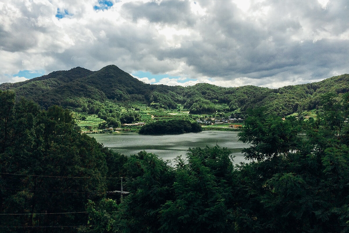 Виды за окном по дороге из Сеула в Пусан