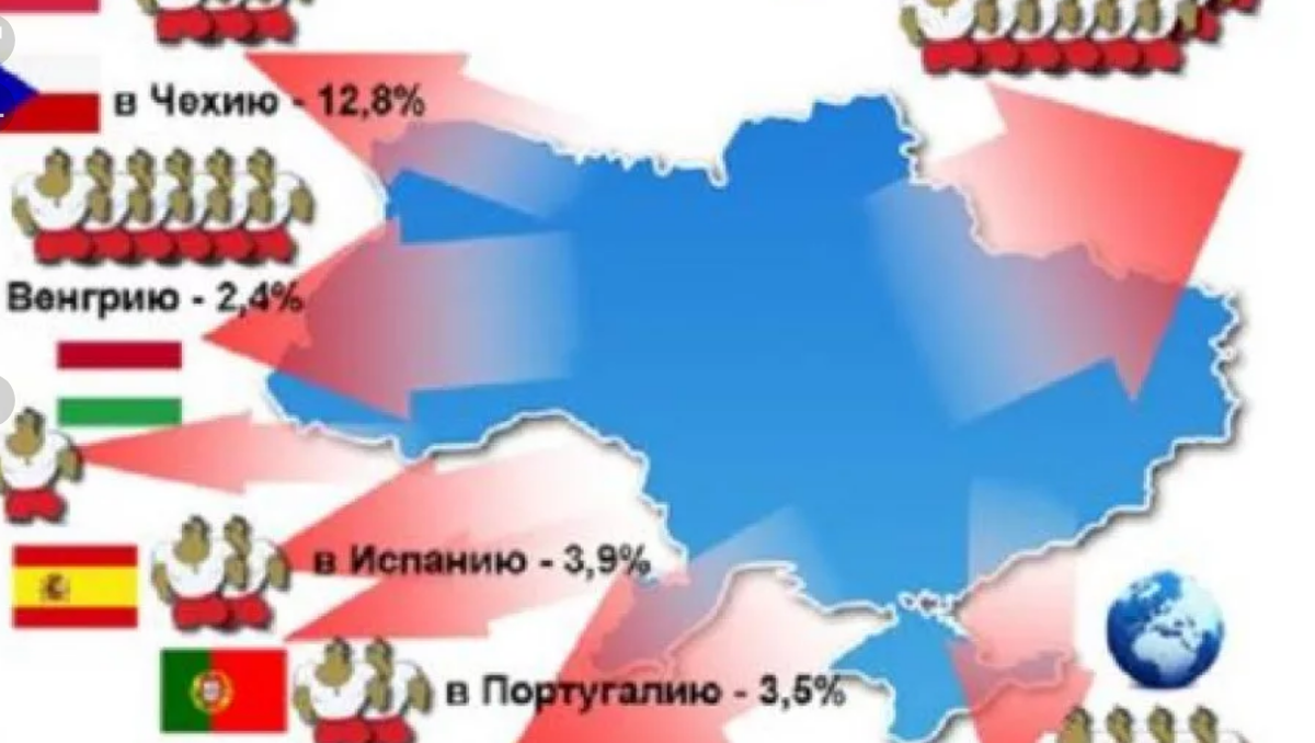 Отток населения в процентах.