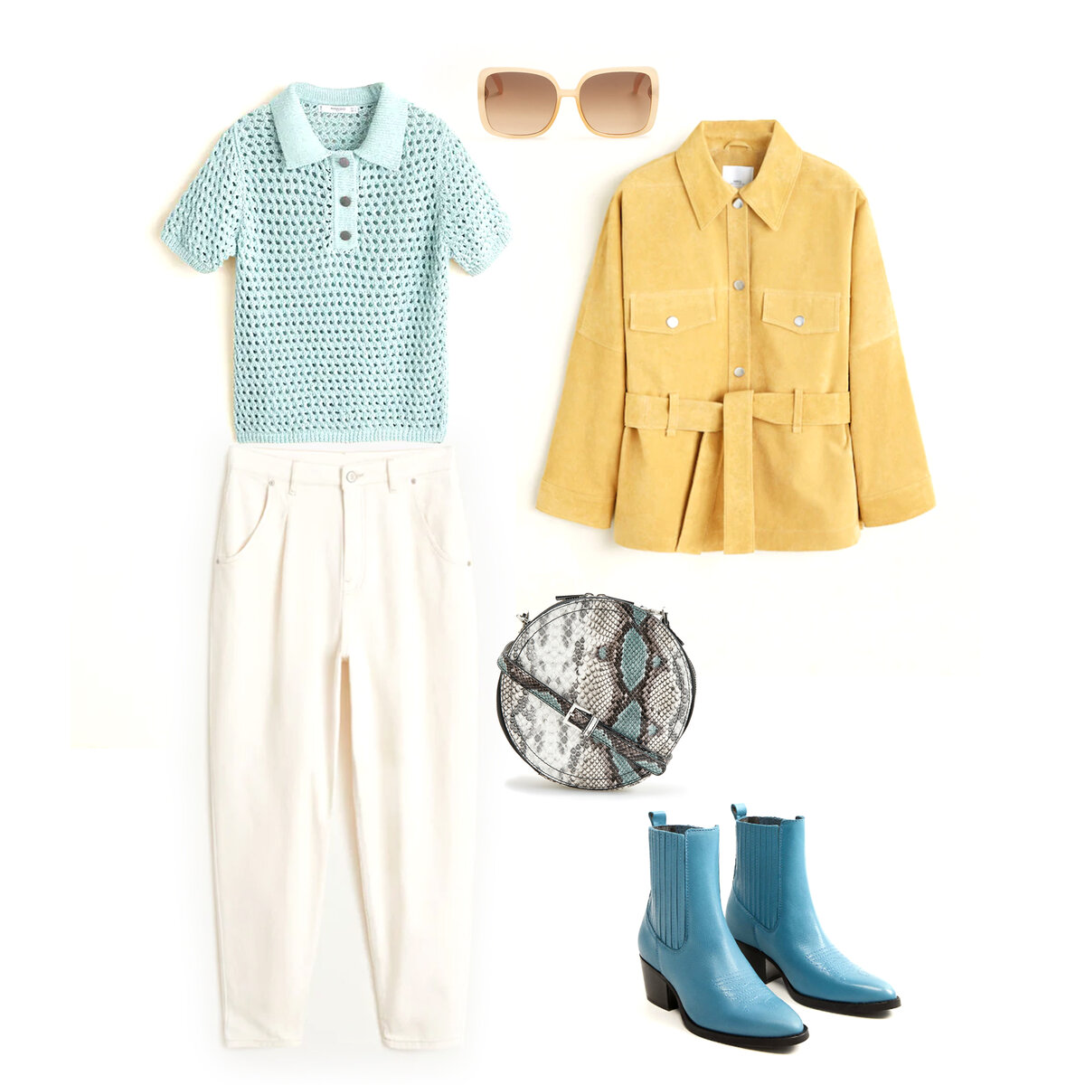 Куртка, джемпер, обувь, очки - Mango, джинсы - Zara, сумка - Reserved