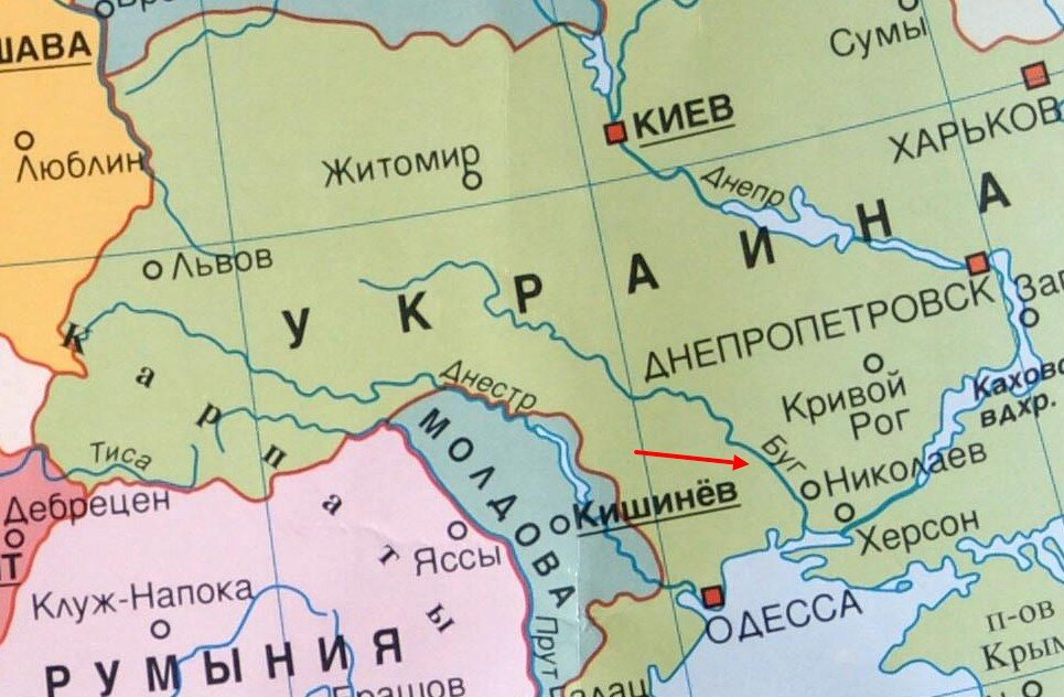 Южный Буг на карте, взято с Яндекс.Картинки