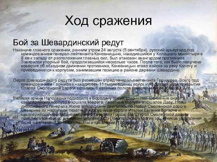 Сражение под Шевардино 24 августа 1812 года.