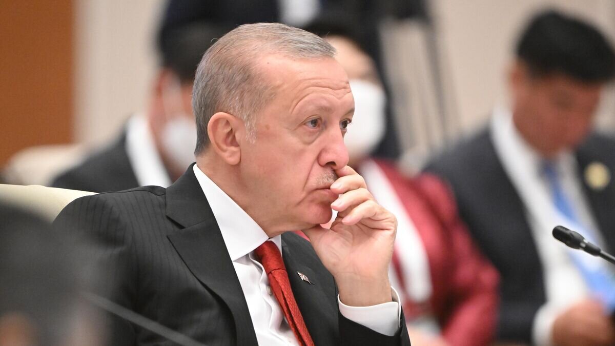    Президент Турции Реджеп Тайип Эрдоган на заседании Совета глав стран - участниц Шанхайской организации сотрудничества (ШОС) в расширенном составе© РИА Новости / Сергей Гунеев