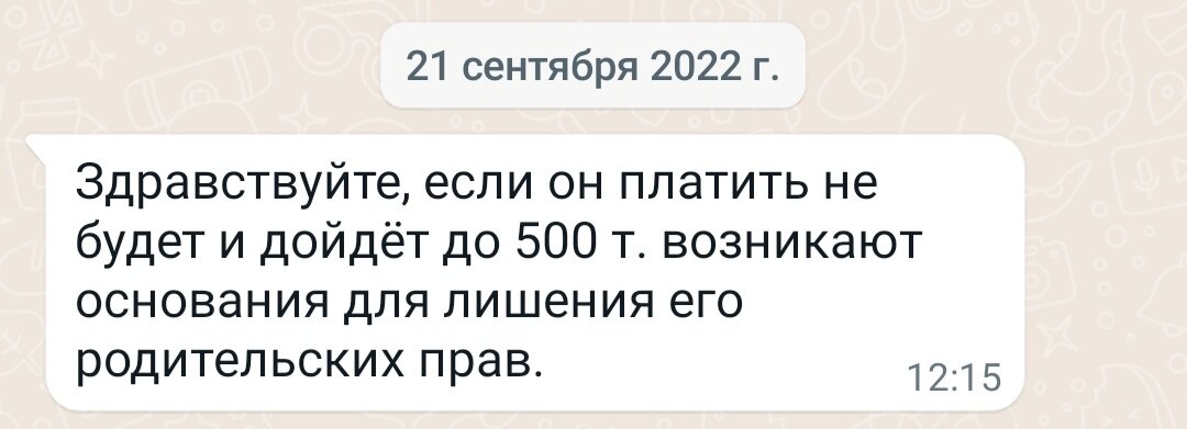 Скрин из моей переписки с органами опеки