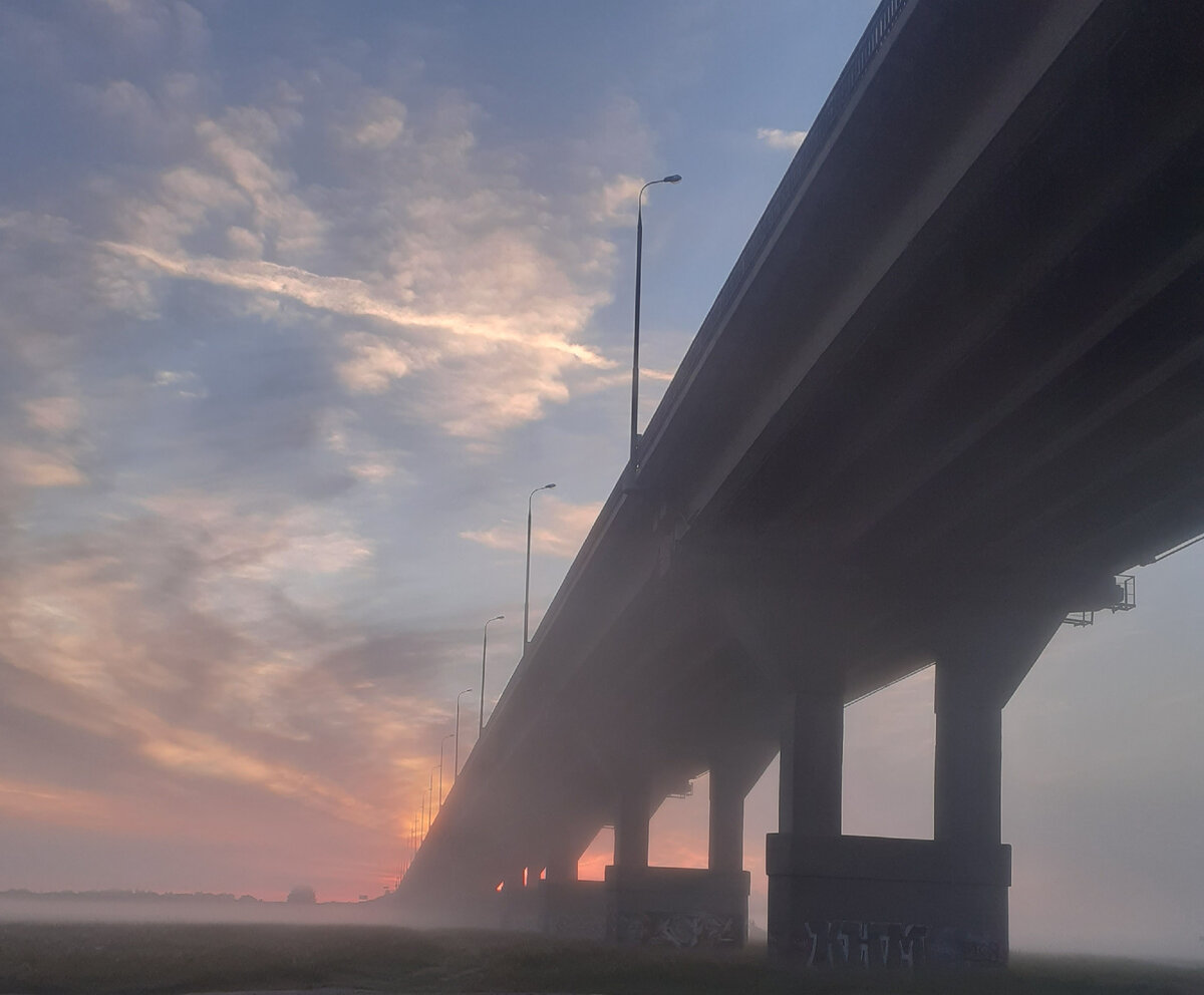 Мост через р.Ока. Сторона с.Шумаш. Август 2022г, 5утра