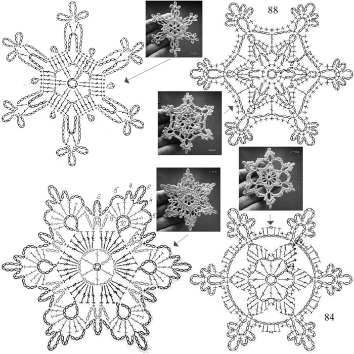 Большие снежинки крючком со схемами
