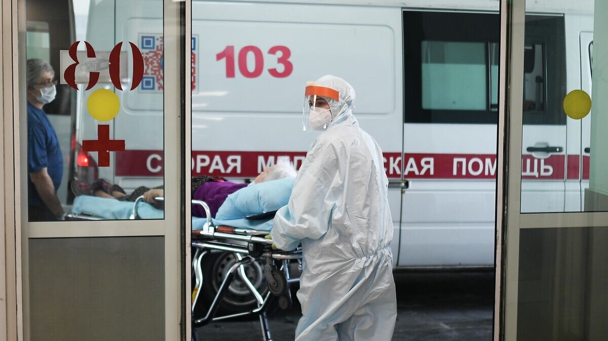    Врачи скорой помощи везут пациента в приемное отделение © РИА Новости / Владимир Астапкович