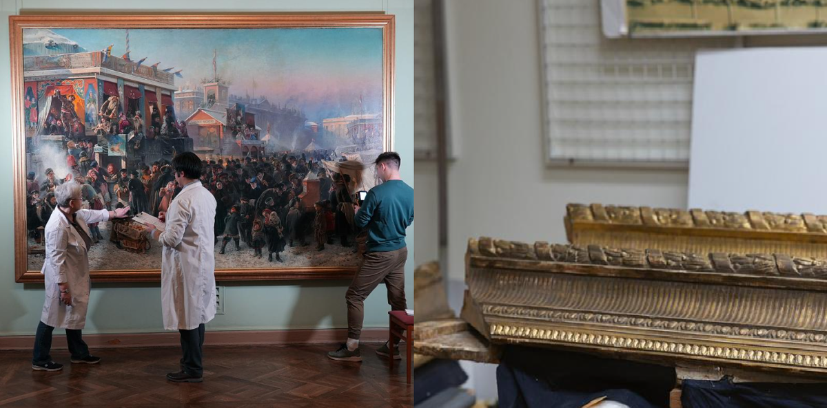 Фото с сайта Русского музея: картину и раму готовят к реставрации