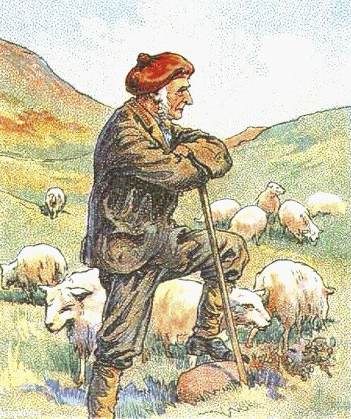 Раскраска пастух и овца распечатать