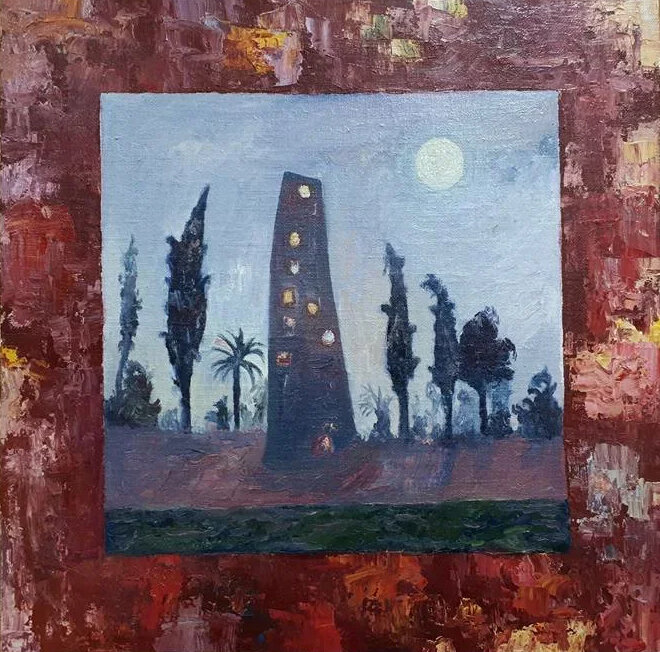 Ночной Париж в тумане. Живопись Александра Елизарэ. Частная коллекция. Фото автора.