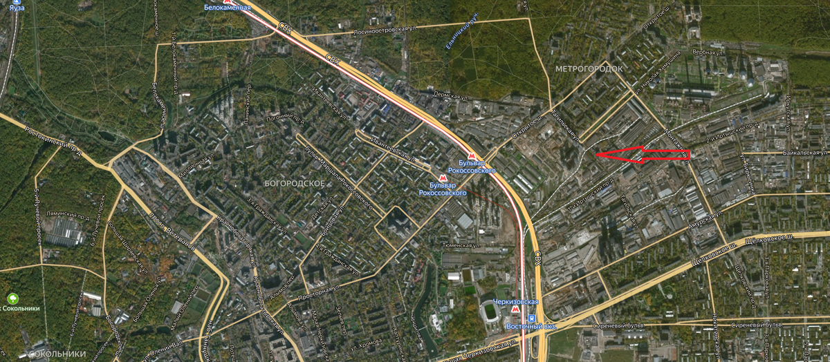 Местоположение ЖК относительно окрестностей. Яндекс Карты.