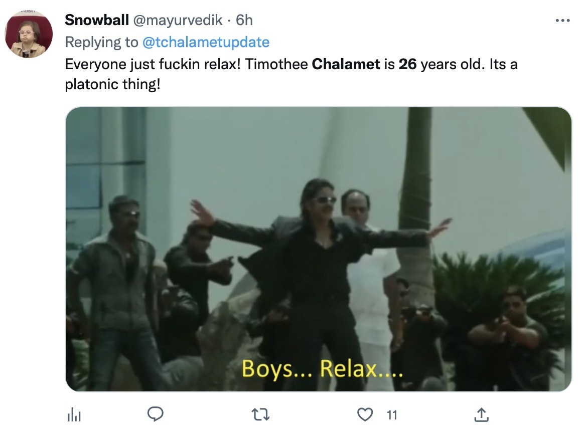    «Расслабьтесь! Тимоти Шаламе уже 26 лет. У них платонические отношения!»Соцсети