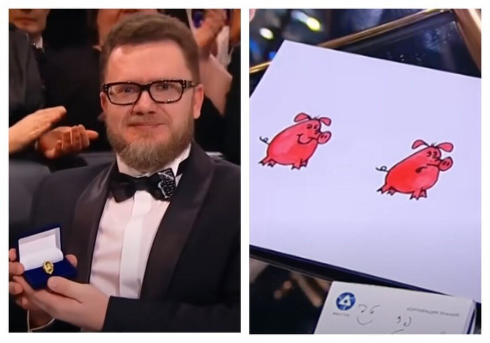     Савченков - получил приз за озарение года. Фото: кадр видео Первый канал