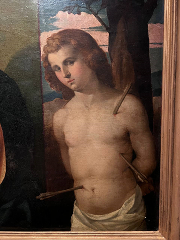 Св. Себастьян, фрагмент образа Святого собеседования, нач. XVI, собрание Музея Христианской Культуры