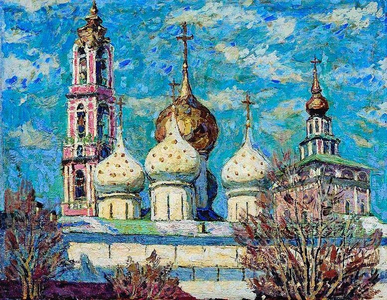 Купола Троице-Сергиевой лавры, 1917, холст, масло, 62x79, Дальневосточный художественный музей