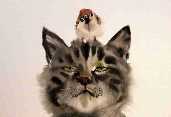 Удивительные кошки: потрясающие живые акварели по-сыромуот Ю. Мураками