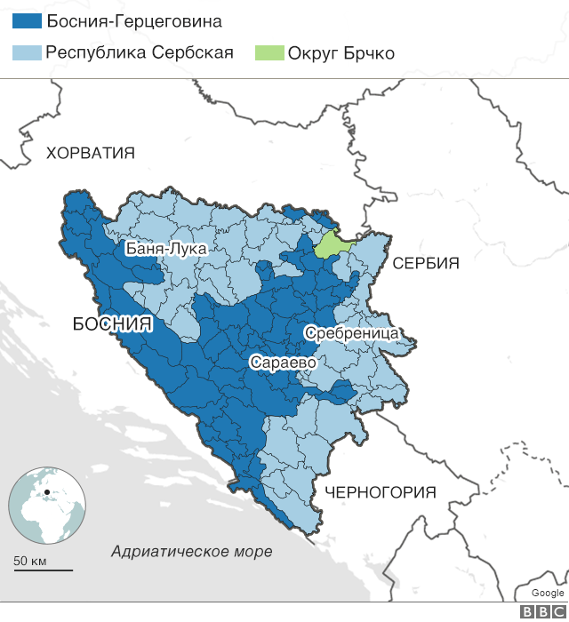 Босния и герцеговина административное деление карта