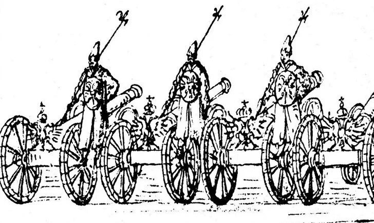 Расположение московских пушкарей при въезде иностранного посольства (рисунок 1674 года).