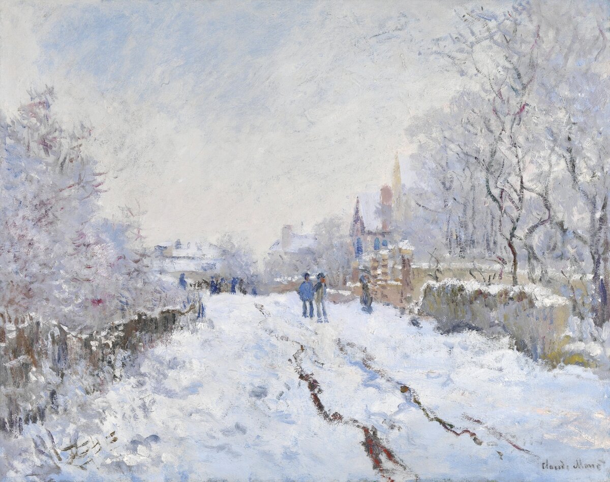 Claude Monet's Snow at Argenteuil (1874–1875) famous painting. Original from Wikimedia Commons. Digitally enhanced by rawpixel. "Снег в Аржантёе" Клода Моне. Источник: rawpixel.com