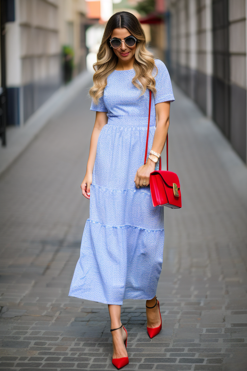 Прогулка в голубом платье