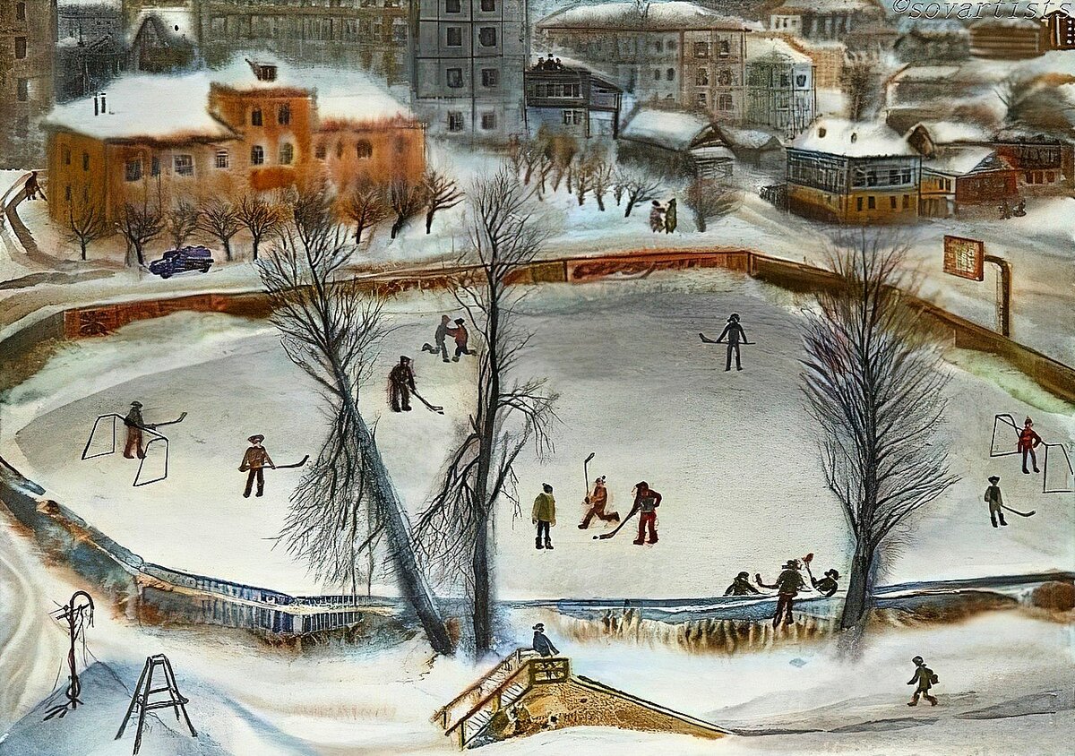 Картина зимний двор