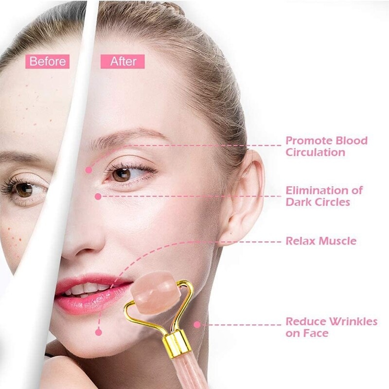 Набор jade roller роллер + гуаша из розового кварца