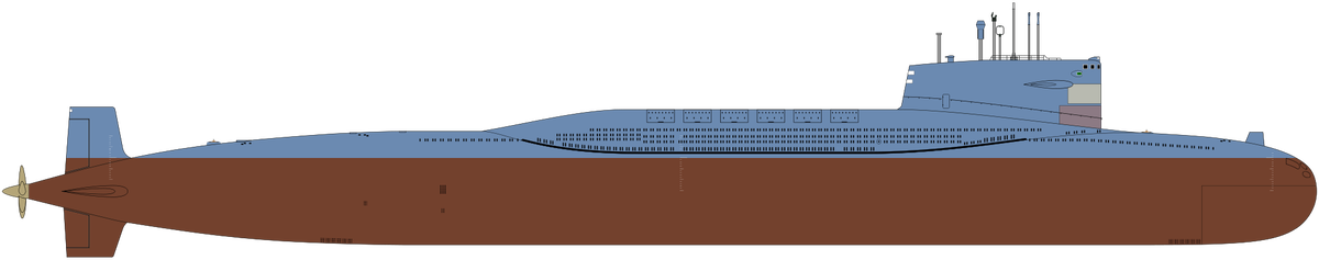 Боковая проекция атомной подводной лодки тип 092