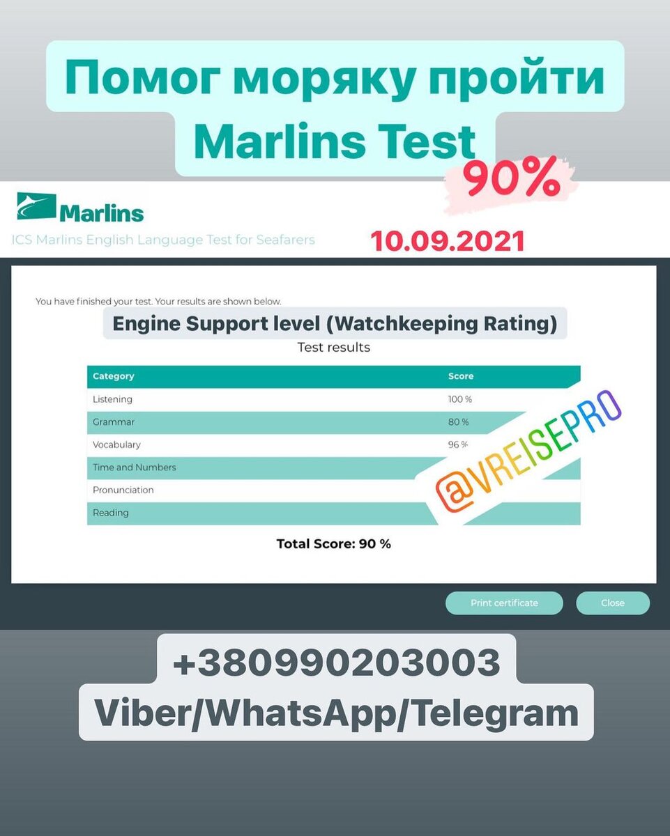Marlins тест Engine Support level (Watchkeeping Rating) на высокий балл!