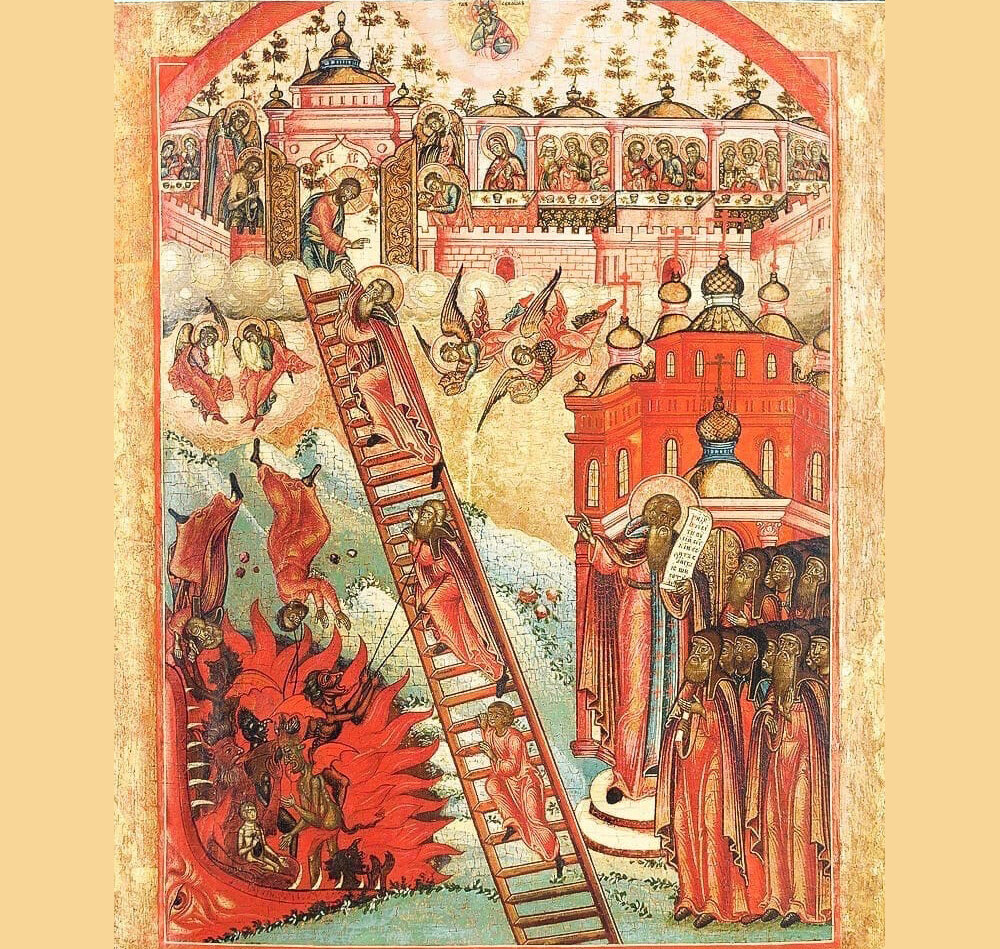 Лествица Иоанна. Икона, XVIII в. 