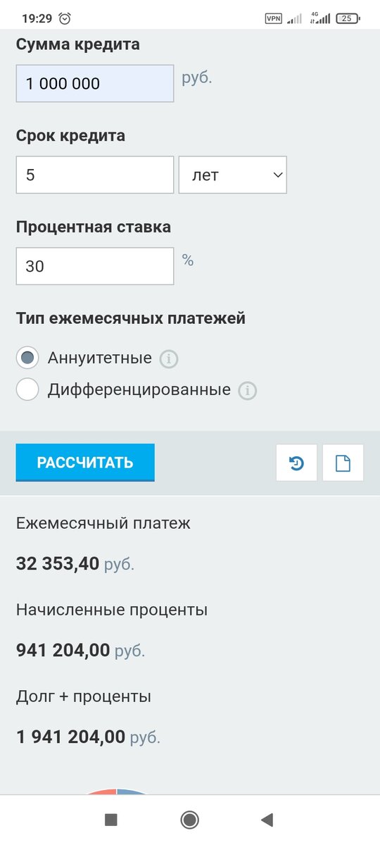 То есть взяв миллион на пять лет надо отдать1941204 р