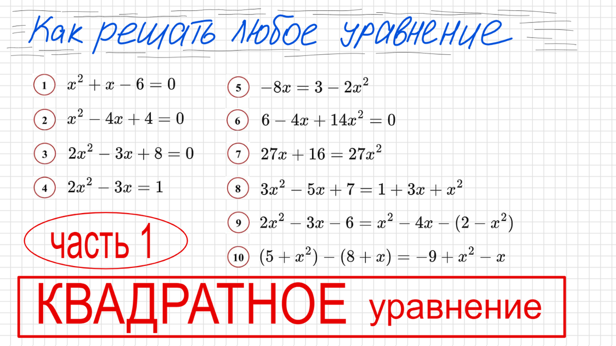 ✍ Занятие 2 Как решать квадратное уравнение Часть 1 Полные квадратные  уравнения | Подслушано по Математике | Дзен