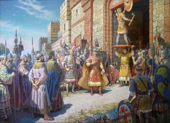 Коварные византийцы преподносят угощения князю Олегу  фото из topwar.ru
