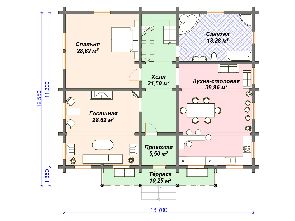 План первого этажа. Источник изображения: Дзен-канал "Arplans.ru - проекты домов"