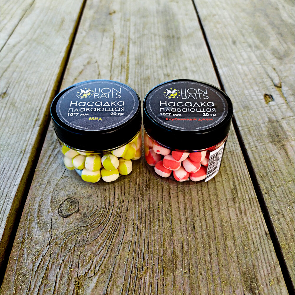 Насадка плавающая двухцветная LION BAITS 10х7мм 20гр (Клубничный джем, Мед)