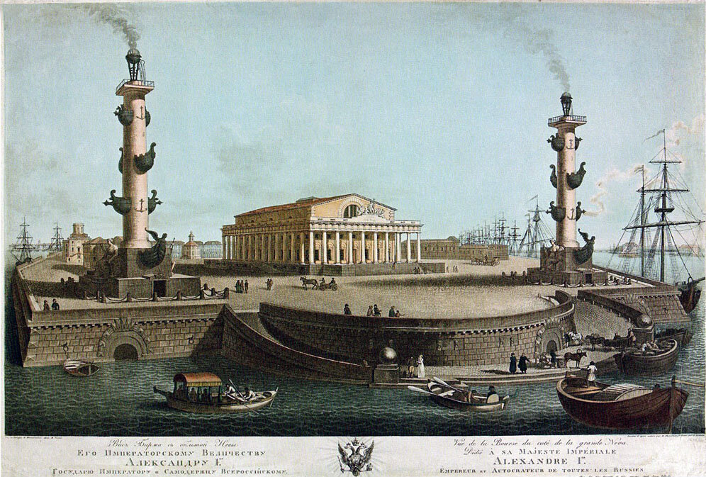 Ческий И. 1816 г. Вид Стрелки Васильевского острова в Санкт-Петербурге с Невы.