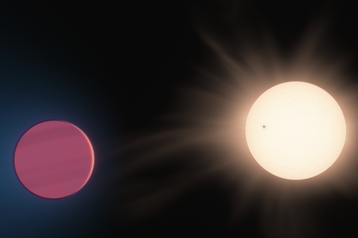 Wasp-39b на орбите у солнцеподобной звезды. Космический симулятор SpaceEngine.
